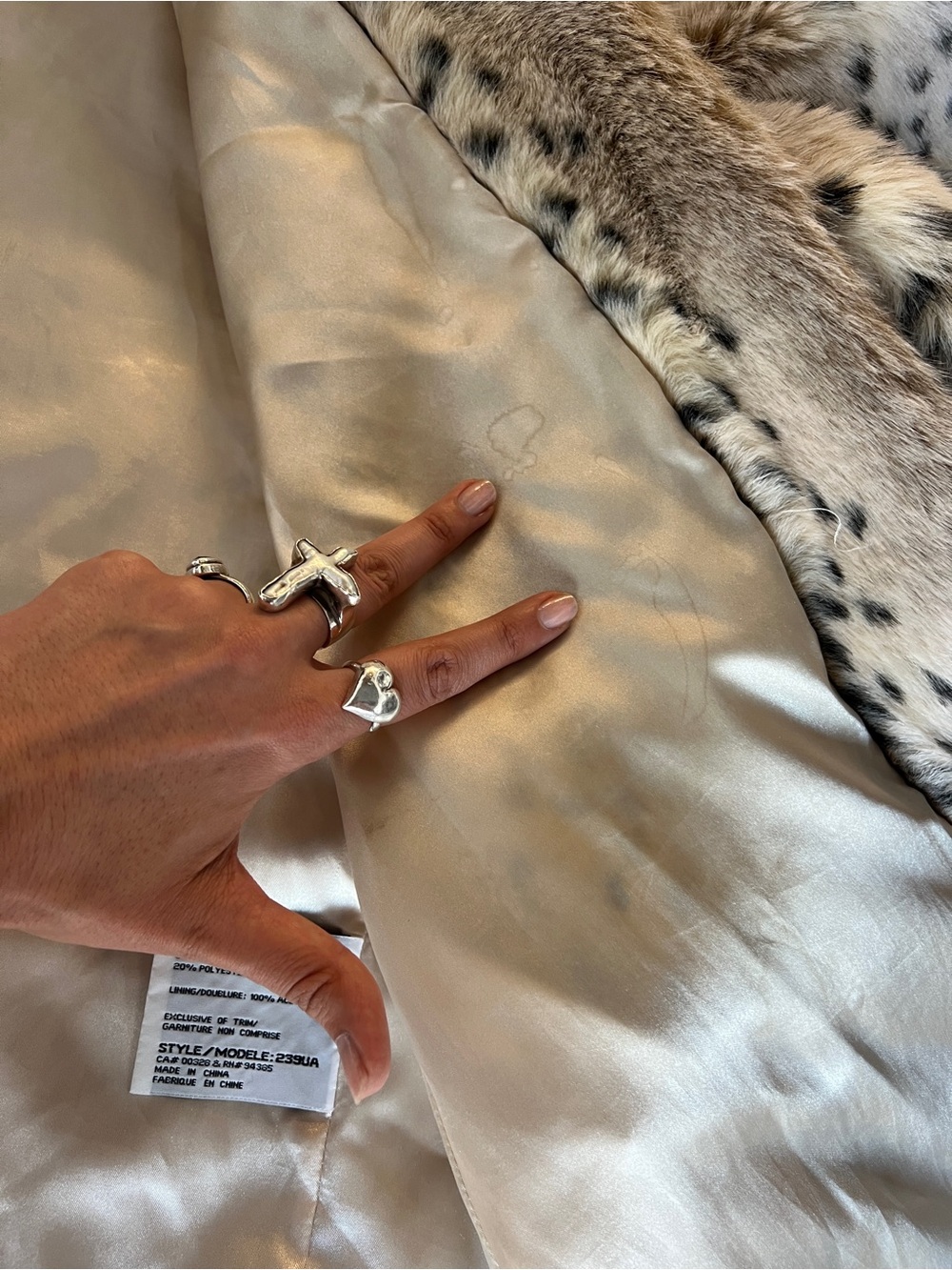 Faux Fur Spot-Print Coat - Cream - Picture 11 of 13
